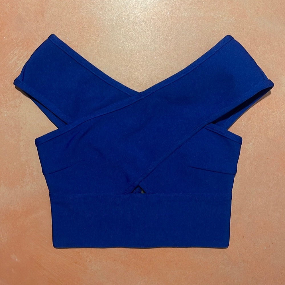 NWT Silence + Noise Urban Outfitters Saturday Night Blue Bandage Crop Top - XS